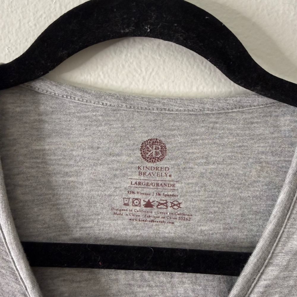 Kindred Bravely Grey Heather Nursing Tank Top Crossover Breastfeeding Access L - Picture 2 of 8